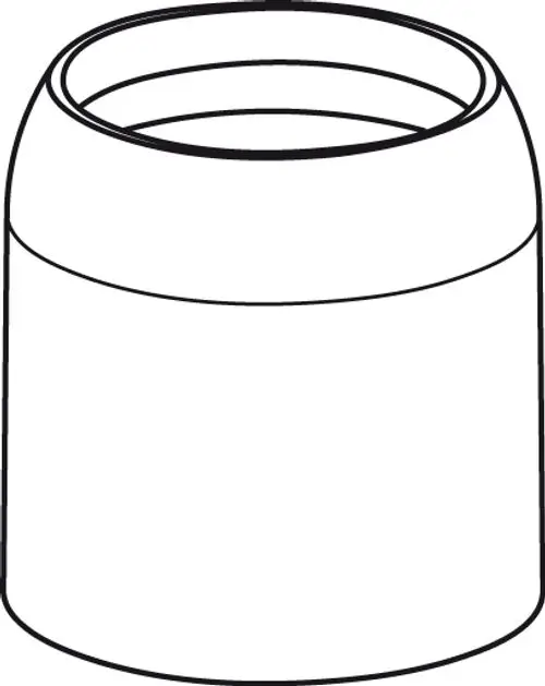 Einfache, zylindrische Form ohne Dekoration. Ideal Standard Produkt zur Verwendung in Sanitärbereichen. Aus leder-ähnlichem Material in neutraler Farbe.